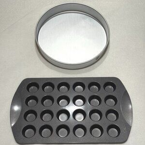 NEVER USED - 2 Wilton Cake Pans - 12" cake tin and "1.5 inch Cupcakes Quiche Tin